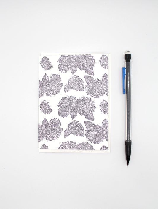 Purple hydrangea patterned small card by Rust Belt Love