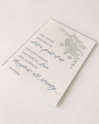 Letterpress sympathy card with florals that says "They are not apart from us, but a part of us for love is eternal, and those we love shall be with us throughout all eternity.- Anonymous" by Rust Belt Love