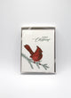 Boxed letterpress holiday card with a red cardinal that reads "merry christmas" by Rust Belt Love