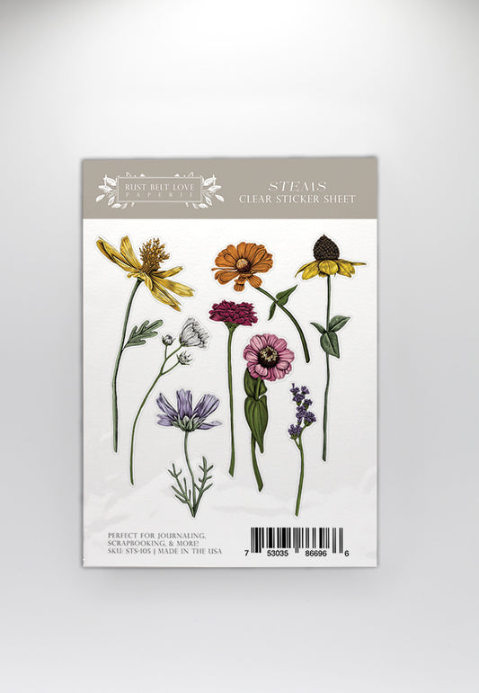 "Stems" floral sticker sheet by Rust Belt Love