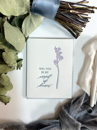 Letterpress maid of honor proposal card with florals by Rust Belt Love