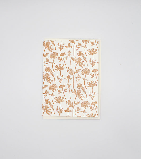 Letterpress orange wildflower small card by Rust Belt Love