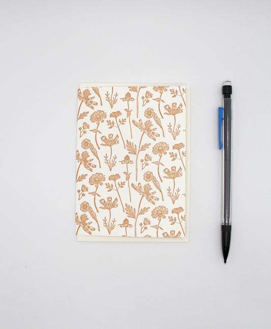 Letterpress orange wildflower small card by Rust Belt Love