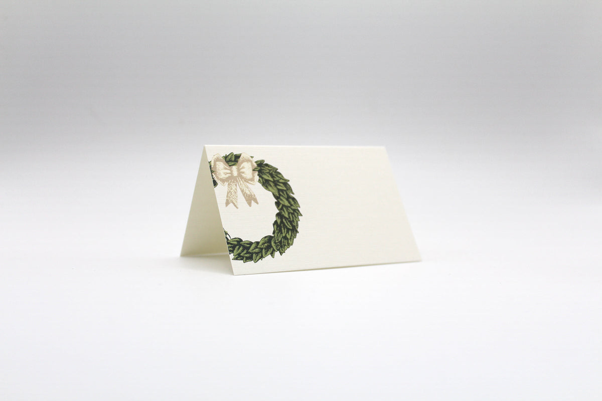 Wreath Place Cards – Double-sided Table Tents (Set of 12)