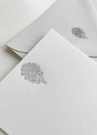 Letterpress flat note card with a grey birch tree by In Good Company