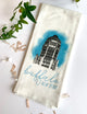 White tea towel with city hall that says "buffalo new york" by In Good Company