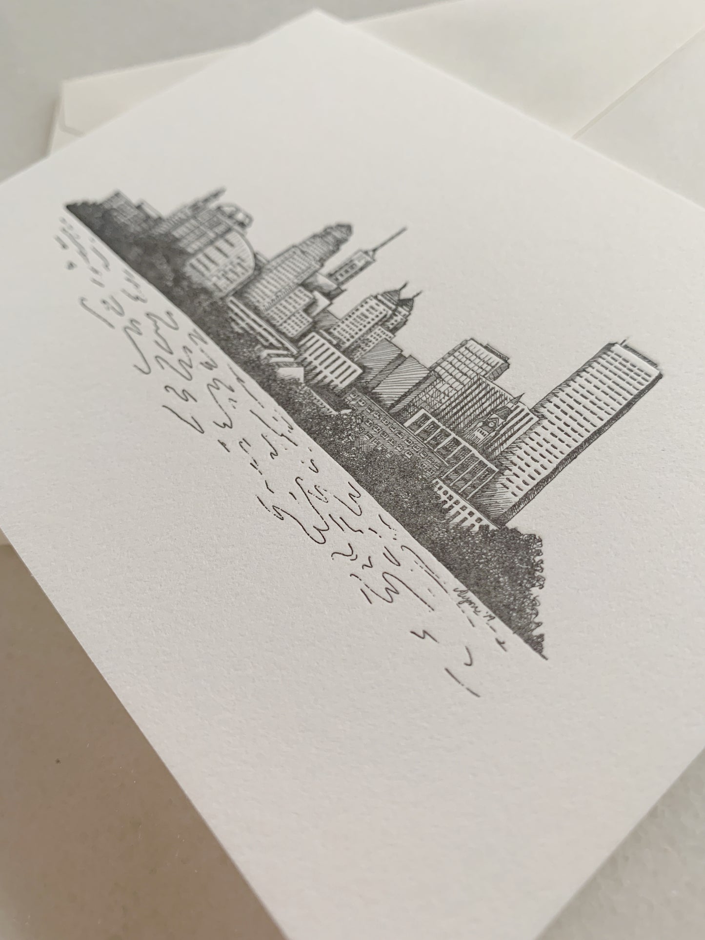 Buffalo New York skyline letterpress card