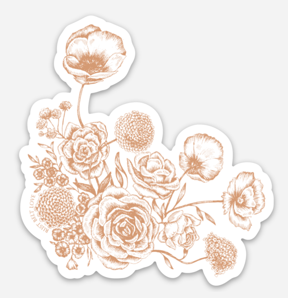 Burnt orange floral sticker by In Good Company