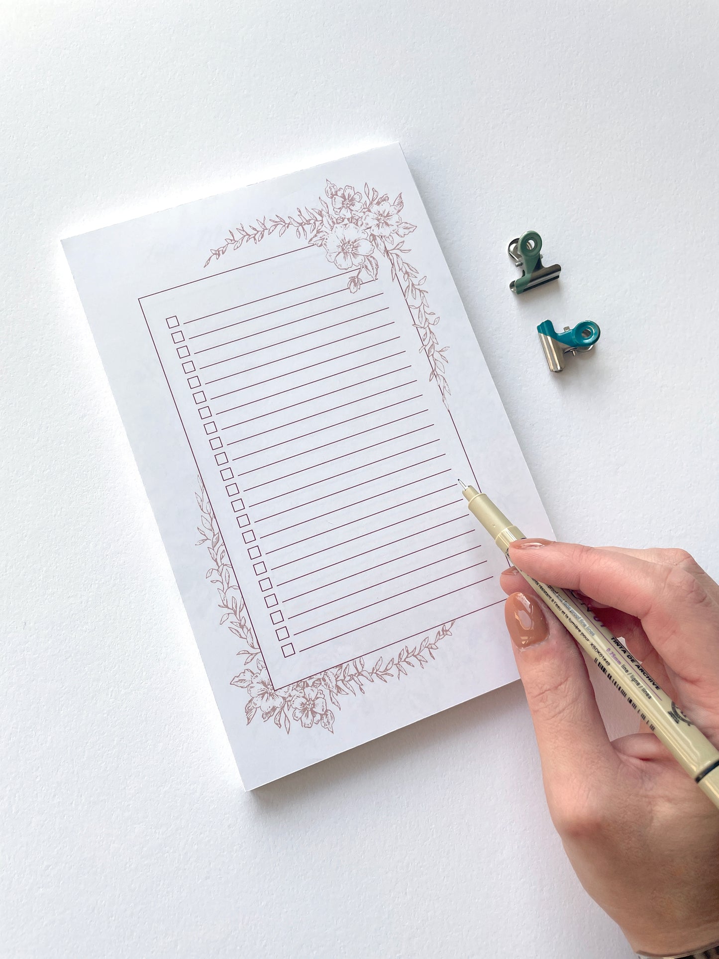 5.5 by 8.5 notepad with lined sheets with dusty rose florals  by Rust Belt Love