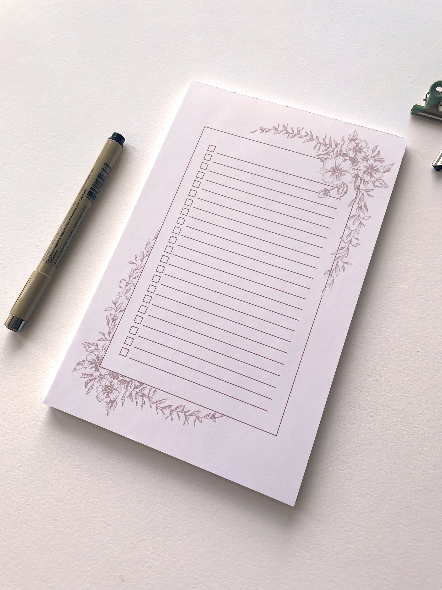 5.5 by 8.5 notepad with lined sheets with dusty rose florals  by Rust Belt Love