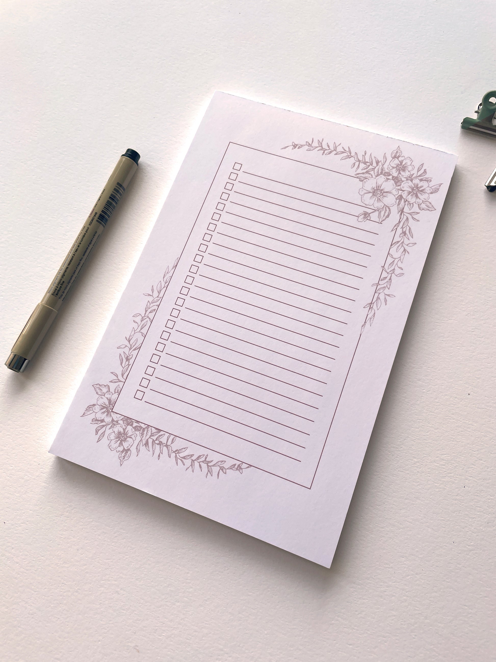 5.5 by 8.5 notepad with lined sheets with dusty rose florals  by Rust Belt Love