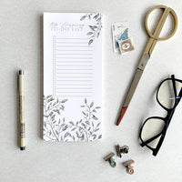 3.5 by 8.5 notepad with lined sheets with florals that says "My ever-growing to-do list" by In Good Company
