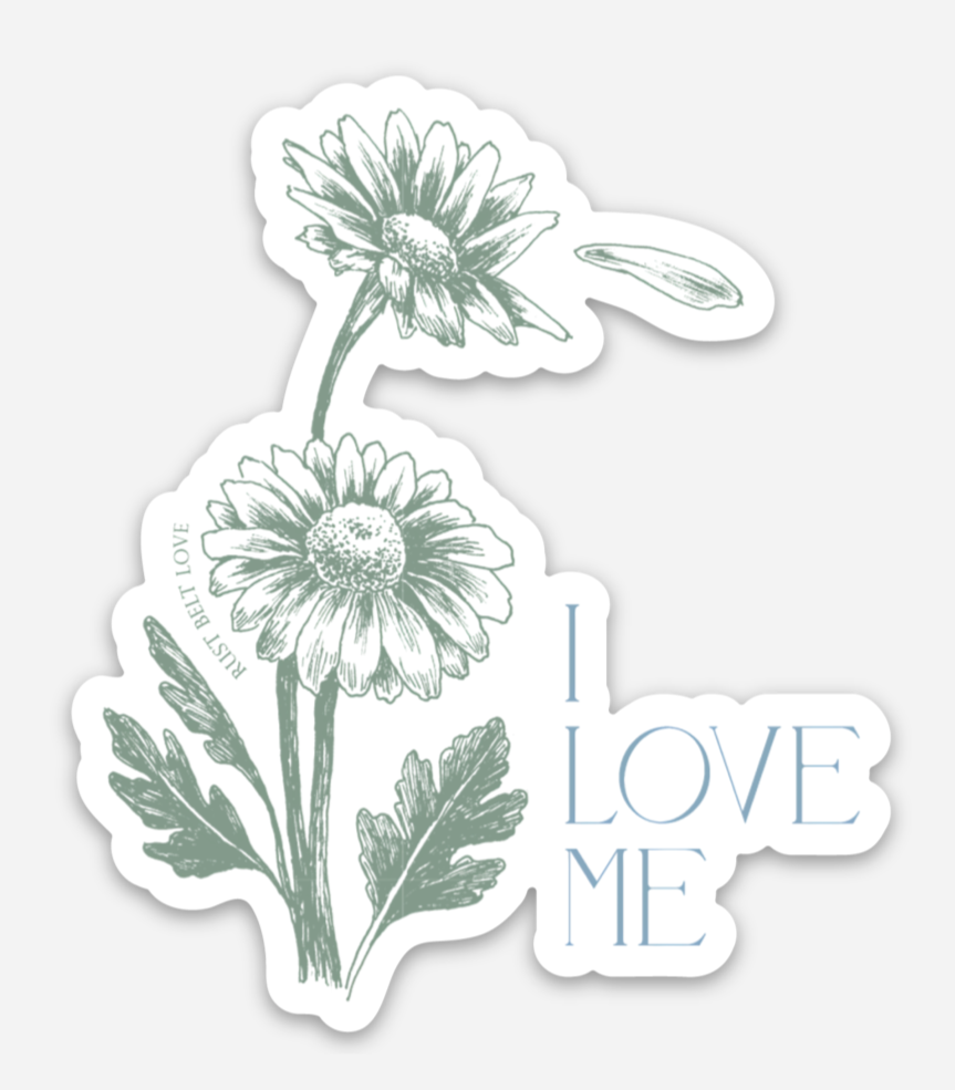 Green floral sticker that says "I love me" by In Good Company