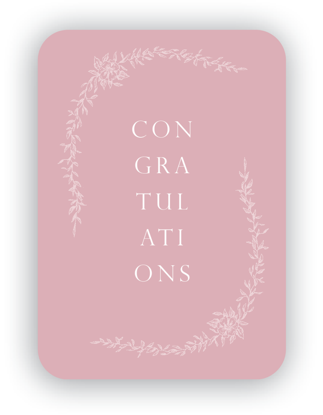 Digital blush mini card with florals that says " Congratulations" by In Good Company
