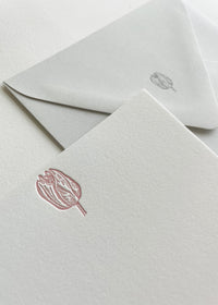 Letterpress flat note card with a red rose by In Good Company
