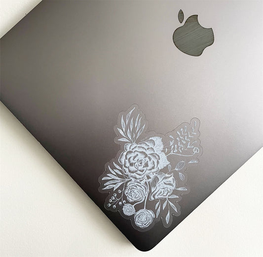 White floral sticker with clear background by In Good Company