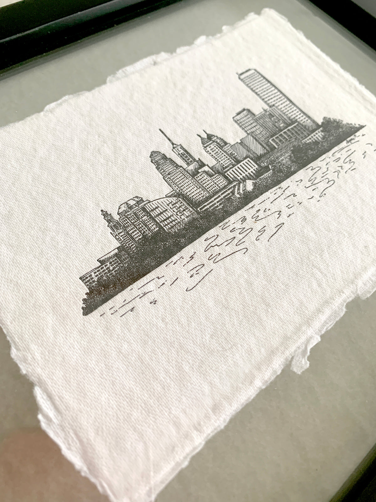 Buffalo skyline letterpress on handmade paper by In Good Company